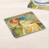 Alphonse Mucha Art Nouveau Princess Hyacinth Rechteckiger Pappuntersetzer (angewinkelt)