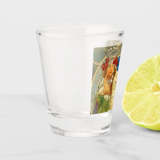 Alphonse Mucha Art Nouveau Princess Hyacinth Schnapsglas (Links)
