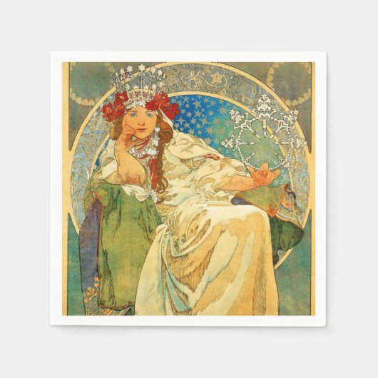 Alphonse Mucha Art Nouveau Princess Hyacinth Serviette (Vorderseite)