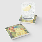 Alphonse Mucha Art Nouveau Princess Hyacinth Steinuntersetzer (Seitenansicht)