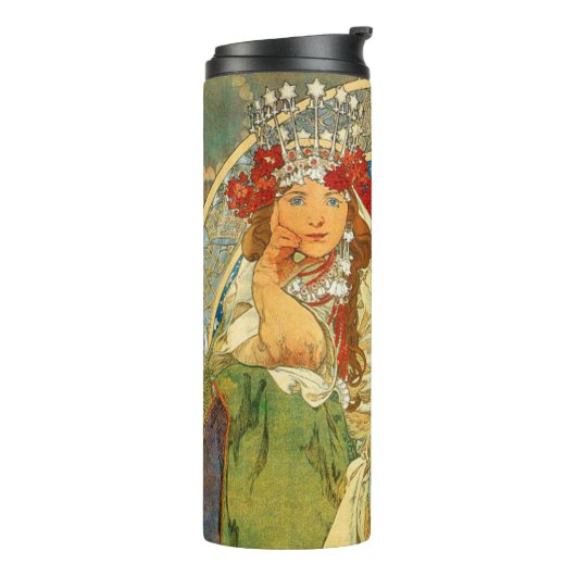 Alphonse Mucha Art Nouveau Princess Hyacinth Thermosbecher (Nach links gedreht)