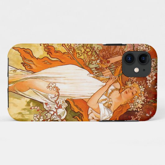 Alphonse Mucha Art Nouveau Spring Case-Mate iPhone Hülle (Rückseite (Horizontal))