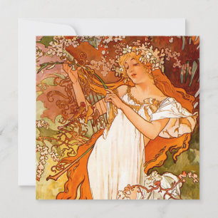 Alphonse Mucha Art Nouveau Spring Einladung