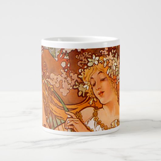 Alphonse Mucha Art Nouveau Spring Jumbo-Tasse (Vorderseite)