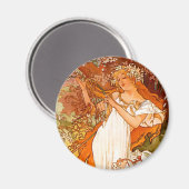 Alphonse Mucha Art Nouveau Spring Magnet (Vorderseite/Rückseite)