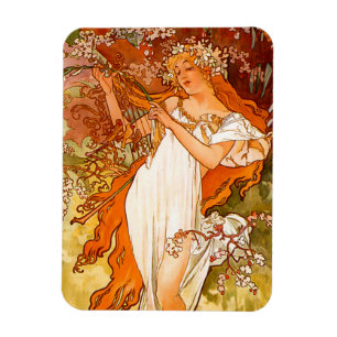 Alphonse Mucha Art Nouveau Spring Magnet