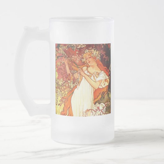 Alphonse Mucha Art Nouveau Spring Mattglas Bierglas (Links)