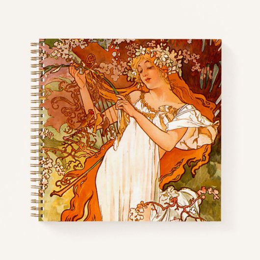 Alphonse Mucha Art Nouveau Spring Notizblock (Vorderseite)
