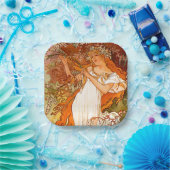 Alphonse Mucha Art Nouveau Spring Pappteller (Party)