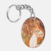 Alphonse Mucha Art Nouveau Spring Schlüsselanhänger (Vorderseite links)