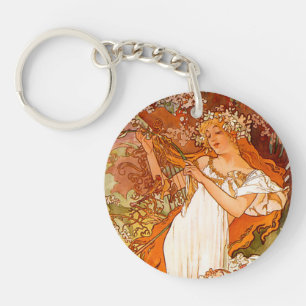 Alphonse Mucha Art Nouveau Spring Schlüsselanhänger