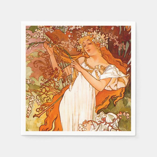 Alphonse Mucha Art Nouveau Spring Serviette (Vorderseite)