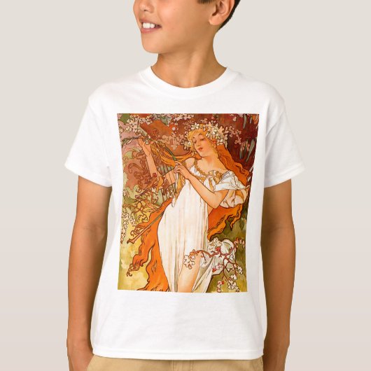 Alphonse Mucha Art Nouveau Spring T-Shirt (Vorderseite)