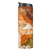 Alphonse Mucha Art Nouveau Spring Thermosbecher (Nach rechts gedreht)