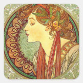 Alphonse Mucha Art Nouveau Sticker (Vorderseite)