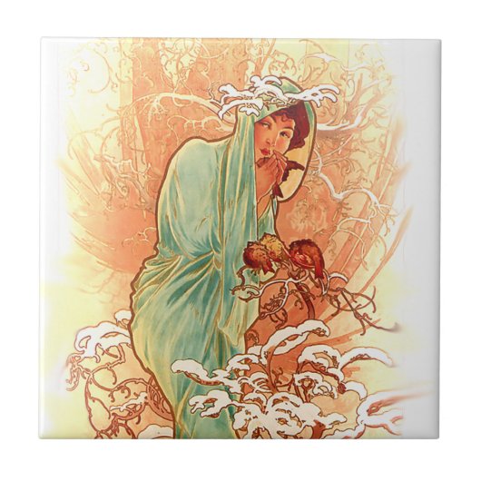 Alphonse Mucha Art Nouveau Tiles Fliese (Vorderseite)