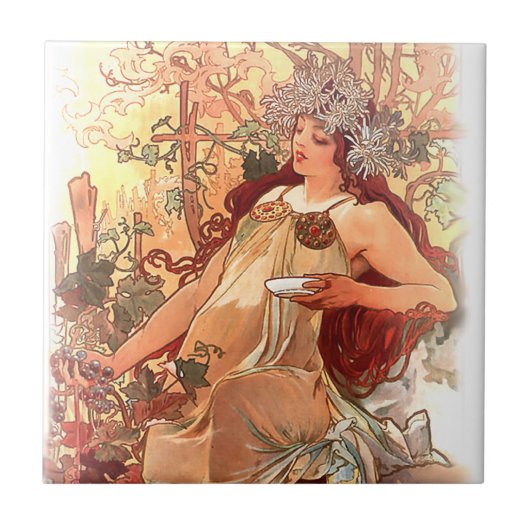 Alphonse Mucha Art Nouveau Tiles Fliese (Vorderseite)