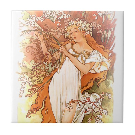 Alphonse Mucha Art Nouveau Tiles Fliese (Vorderseite)
