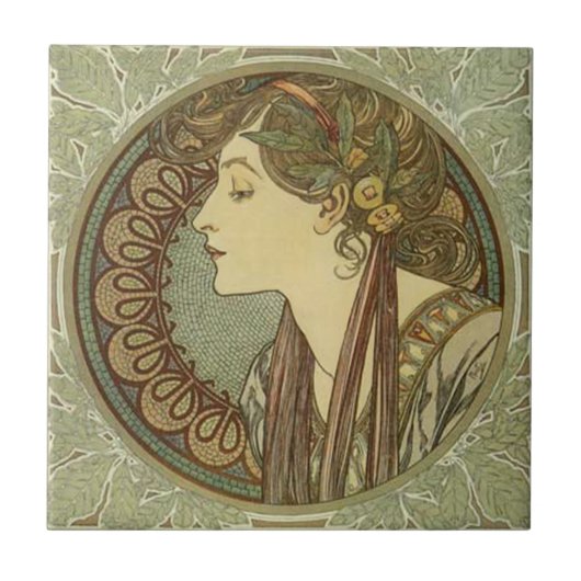 Alphonse Mucha Art Nouveau Tiles Fliese (Vorderseite)