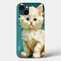 Alphonse Mucha Art Nouveau Weiße Katze