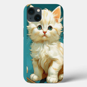 Alphonse Mucha Art Nouveau Weiße Katze iPhone 13 Hülle