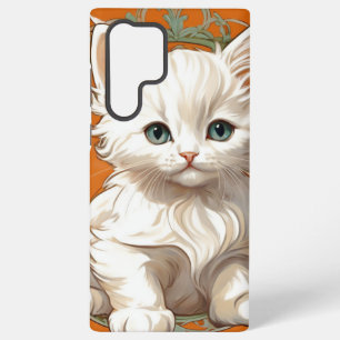 Alphonse Mucha Art Nouveau Weißes Kätzchen Samsung Galaxy Hülle