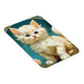 Alphonse Mucha Art Nouveau White Cat Magnet (Rechte Seite)