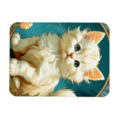Alphonse Mucha Art Nouveau White Cat Magnet (Horizontal)