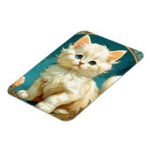 Alphonse Mucha Art Nouveau White Cat Magnet (Linke Seite)