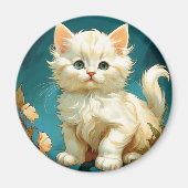 Alphonse Mucha Art Nouveau White Cat Magnet (Vorne)