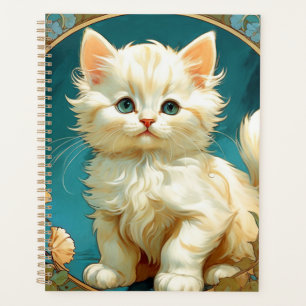 Alphonse Mucha Art Nouveau White Cat Planer