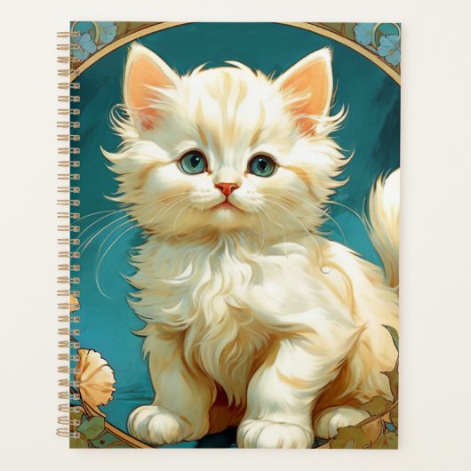 Alphonse Mucha Art Nouveau White Cat Planer (Vorderseite)
