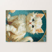 Alphonse Mucha Art Nouveau White Cat Puzzle (Horizontal)