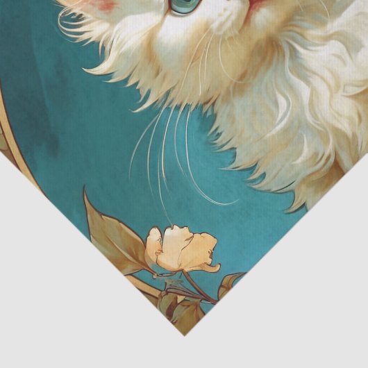 Alphonse Mucha Art Nouveau White Cat Seidenpapier (Ausschnitt)