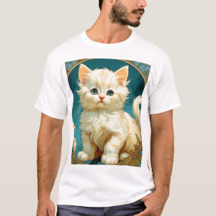 Alphonse Mucha Art Nouveau White Cat T-Shirt