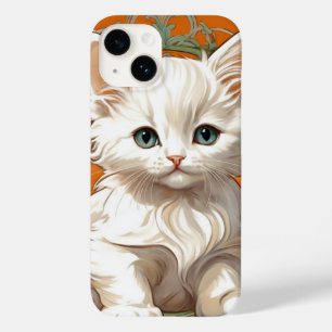 Alphonse Mucha Art Nouveau White Kitten Case-Mate iPhone 14 Hülle