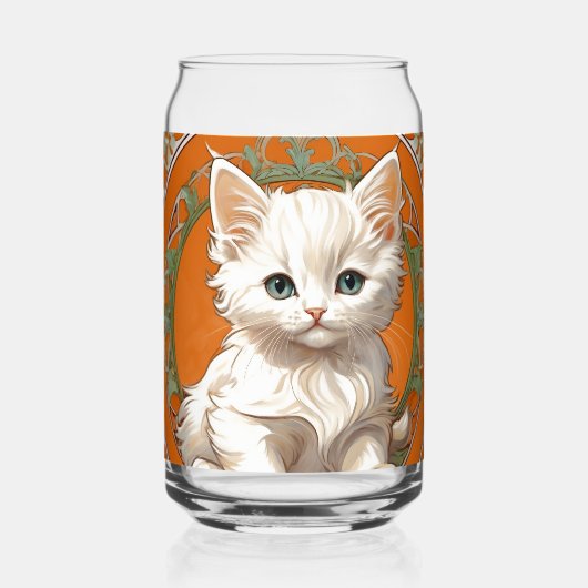 Alphonse Mucha Art Nouveau White Kitten Dosenglas (Vorderseite)