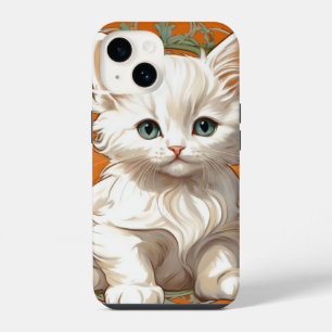 Alphonse Mucha Art Nouveau White Kitten iPhone 14 Hülle