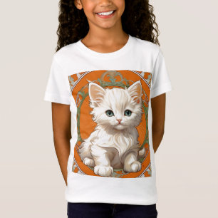 Alphonse Mucha Art Nouveau White Kitten T-Shirt