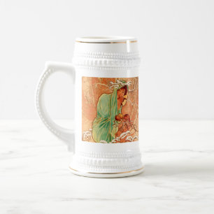 Alphonse Mucha Art Nouveau Winter Bierglas