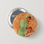 Alphonse Mucha Art Nouveau Winter Button (Vorne & Hinten)