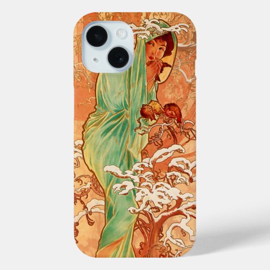 Alphonse Mucha Art Nouveau Winter Case-Mate iPhone Hülle (Rückseite)