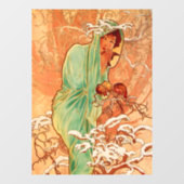Alphonse Mucha Art Nouveau Winter Fensteraufkleber (Blatt)