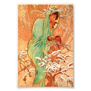 Alphonse Mucha Art Nouveau Winter Fotodruck