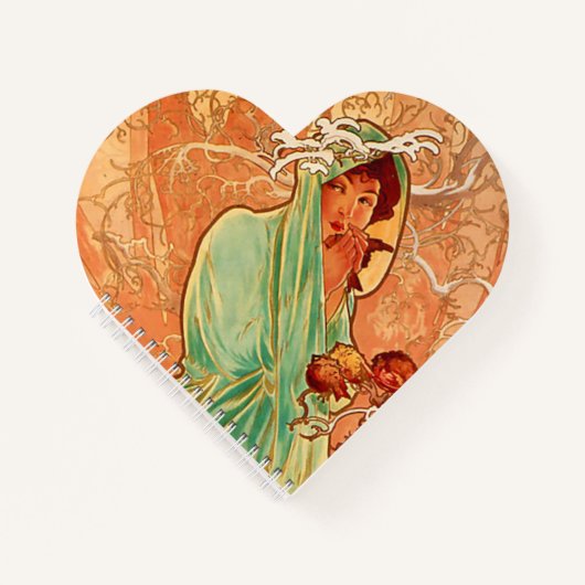 Alphonse Mucha Art Nouveau Winter Notizblock (Vorderseite)