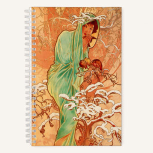 Alphonse Mucha Art Nouveau Winter Notizblock