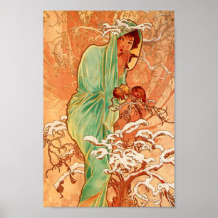 Alphonse Mucha Art Nouveau Winter Poster