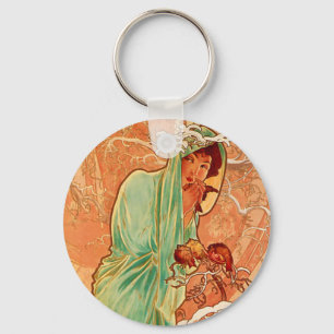 Alphonse Mucha Art Nouveau Winter Schlüsselanhänger