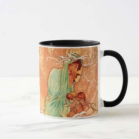 Alphonse Mucha Art Nouveau Winter Tasse (Rechts)