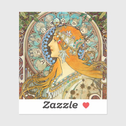 Alphonse Mucha Art Nouveau Zodiac Aufkleber (Blatt)